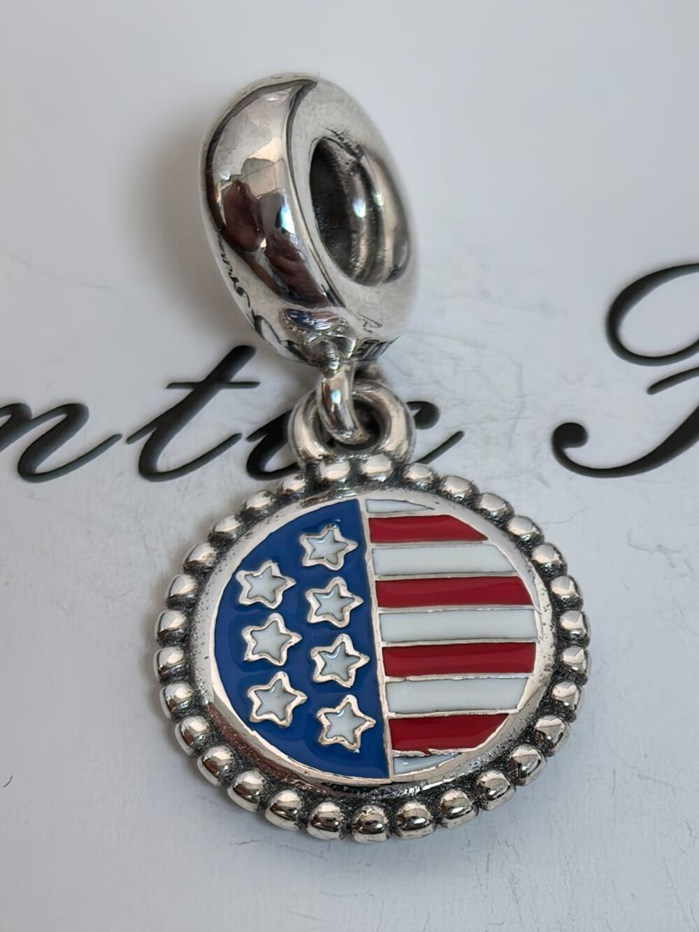 Pandora American Flag Exclusive Dangle Charm, S925 Silver Jewelry Bracelets